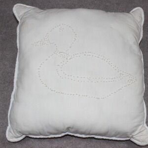 Vintage White Candlewick Duck Embroidered Quilted Throw Pillow Farmhouse‎ 14x14